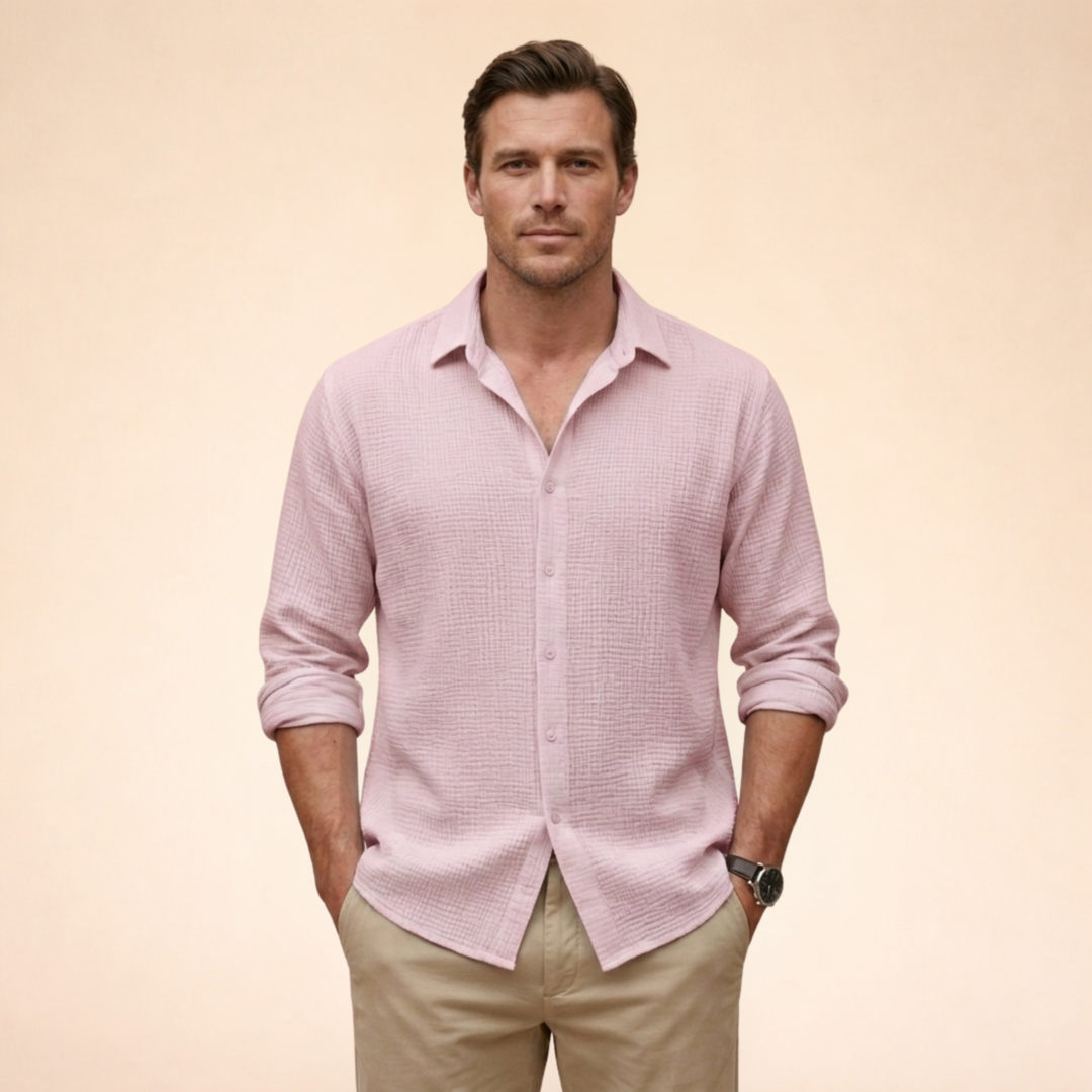 Camicia Uomo Classica Tessuto Morbido Vestibilità Regolare