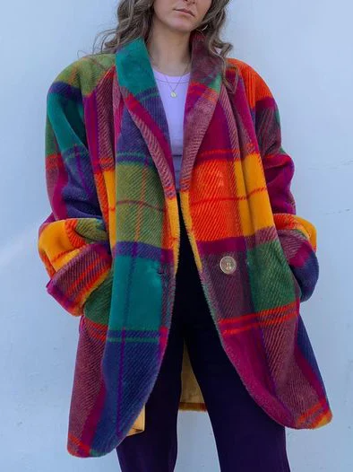 Cappotto Donna in Tessuto Quadri Oversize Vestibilità Comoda - Vesarelli