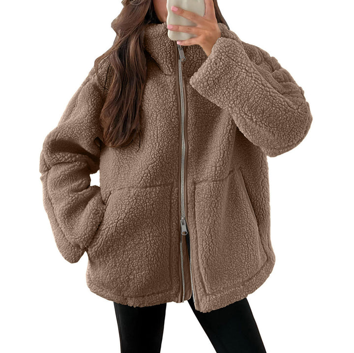 Giacca Donna in Pile Colletto a Punta Tasche Casual