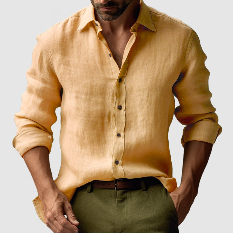 Camicia Uomo Vintage Maniche Lunghe Tessuto Traspirante - Vesarelli