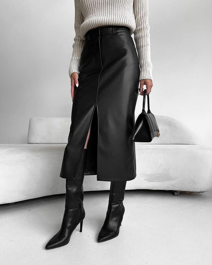 Gonna Donna in Pelle Vita Alta Slim - Vesarelli