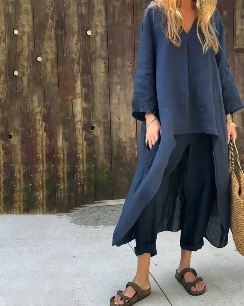 Completo Donna Tunica e Pantaloni Leggeri Casual Estivo
