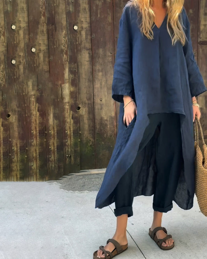 Completo Donna Tunica e Pantaloni Leggeri Casual Estivo