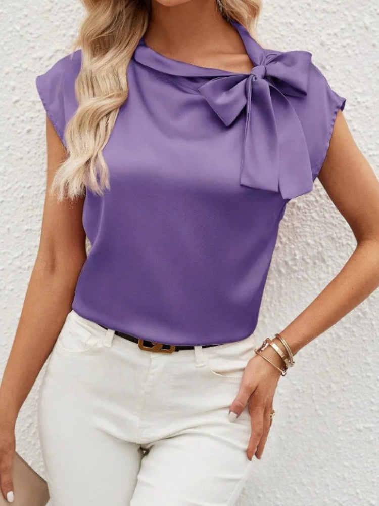 Camicetta Donna in Raso con Fiocco Collo
