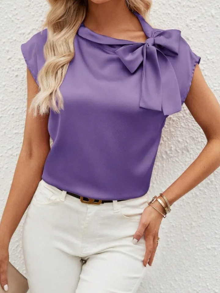 Camicetta Donna in Raso con Fiocco Collo
