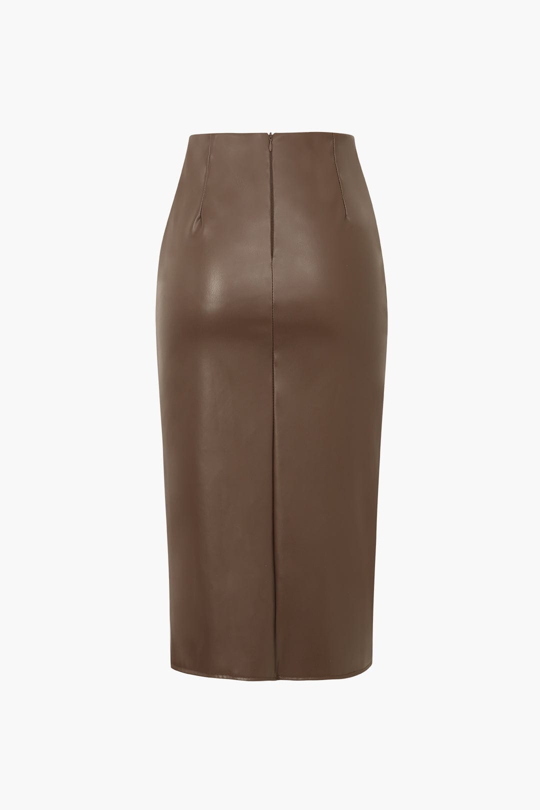Gonna Midi Donna in Similpelle Aderente Asimmetrica Intrecciata