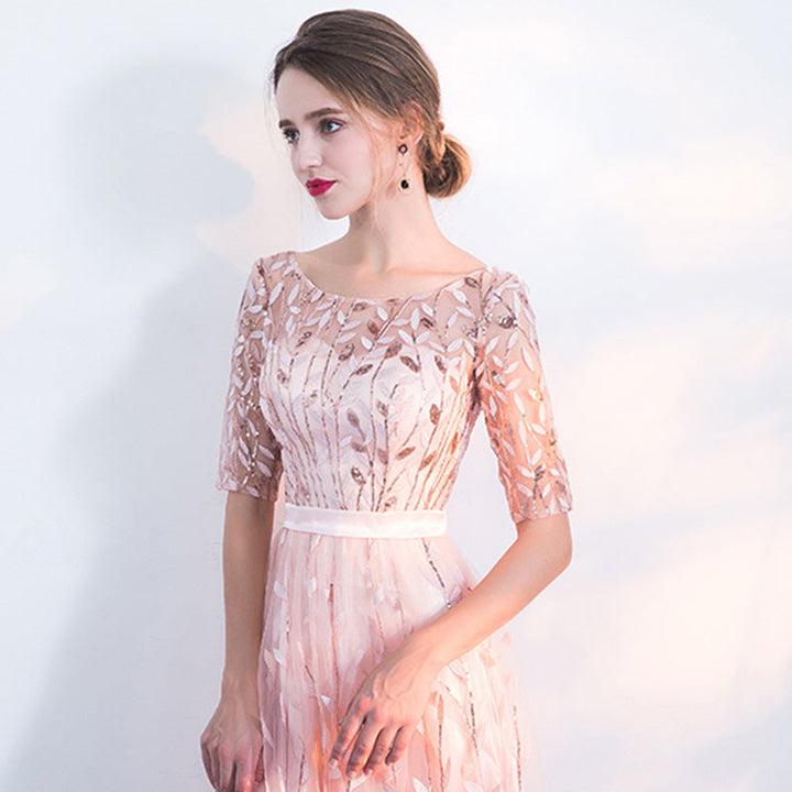 Abito Donna in Pizzo Morbido Girocollo Manica Media Casual