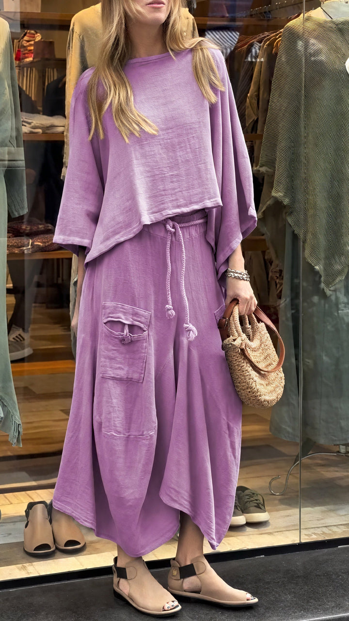 Completo Donna e Pantaloni Fluidi Tasche Vestibilità Comoda