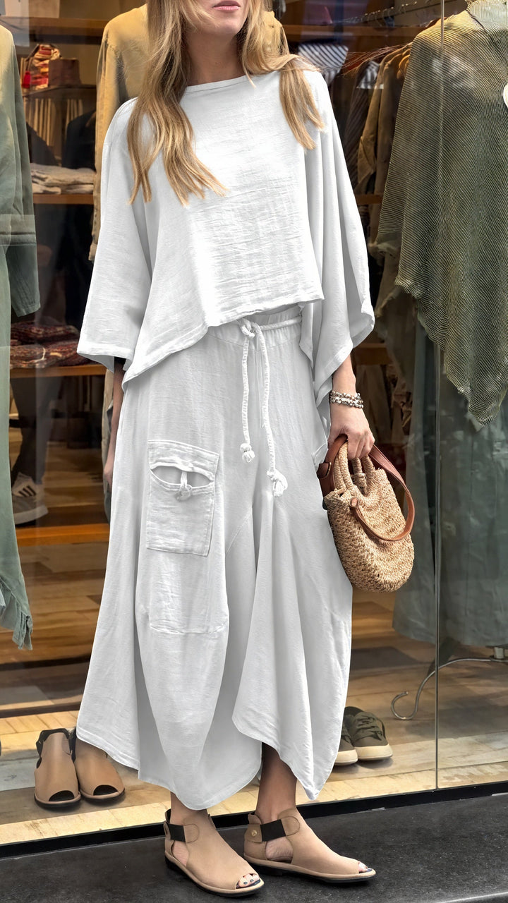 Completo Donna e Pantaloni Fluidi Tasche Vestibilità Comoda