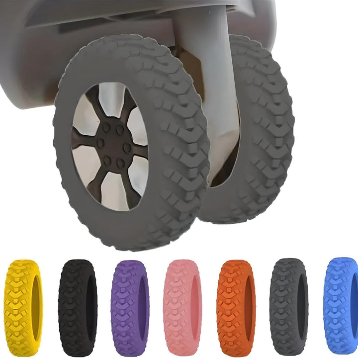 Ruote di ricambio per passeggino, set di 8 coperture in gomma antiscivolo, colori assortiti: giallo, nero, viola, rosa, arancione, blu.