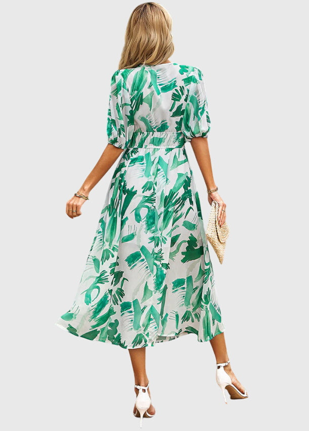 Abito Midi Donna in Tessuto Floreale Taglio Valorizzante
