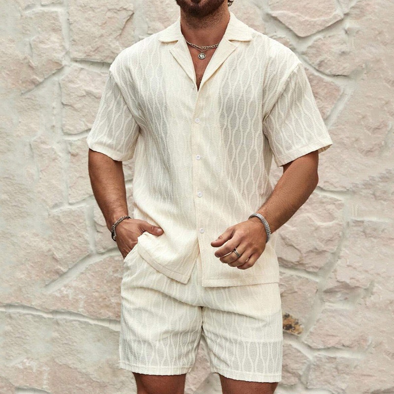 Completo Uomo Camicia e Shorts Cotone Estivo Casual