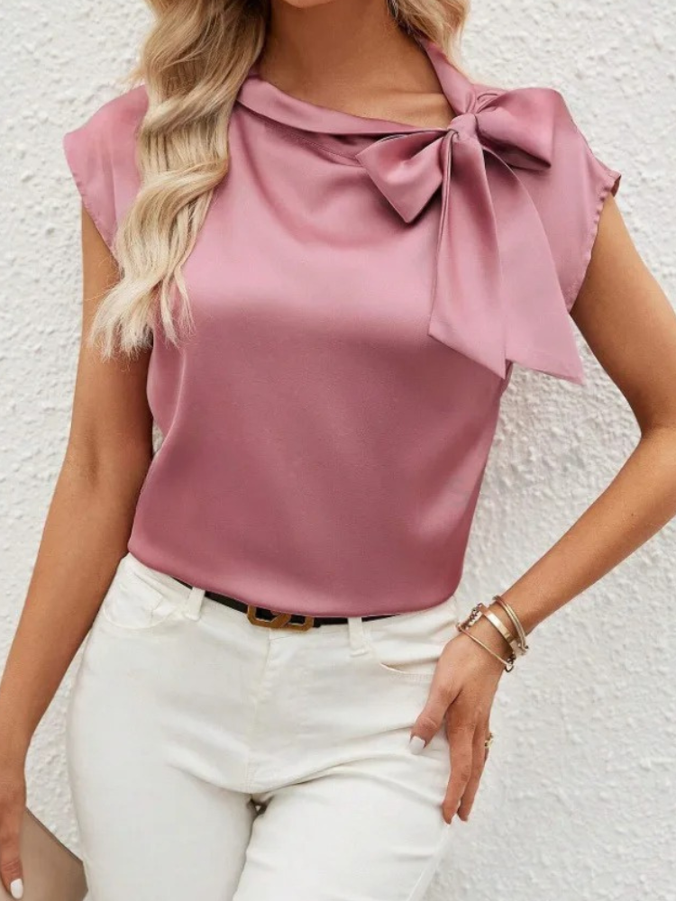 Camicetta Donna in Raso con Fiocco Collo
