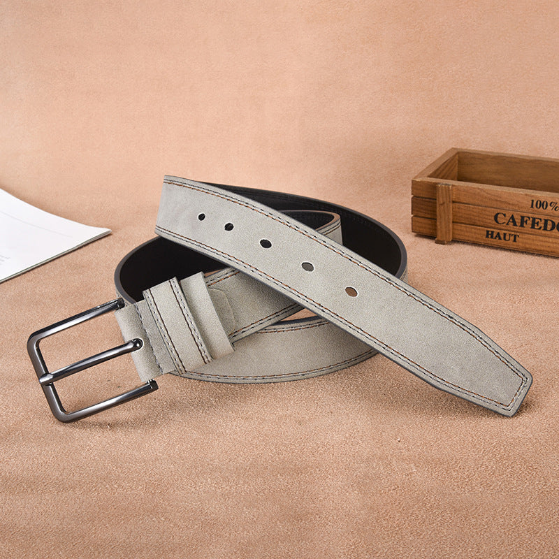 Cintura Uomo in Pelle Scamosciata Fibbia ad Ardiglione Stile Casual