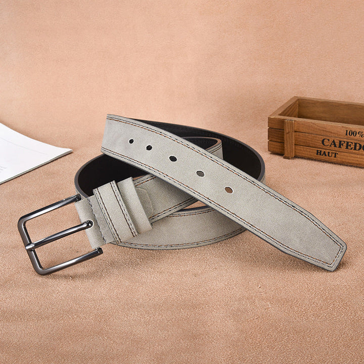 Cintura Uomo in Pelle Scamosciata Fibbia ad Ardiglione Stile Casual