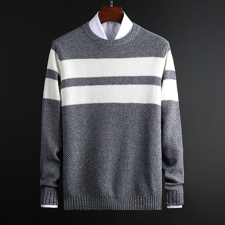 Maglione Uomo Girocollo Maglia a Righe Comoda