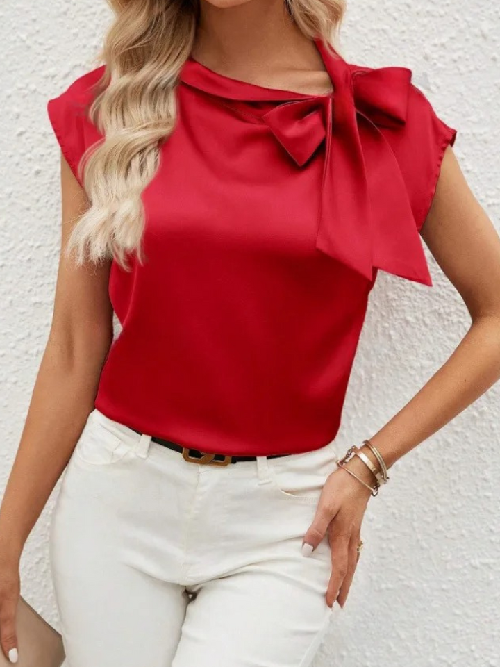 Camicetta Donna in Raso con Fiocco Collo