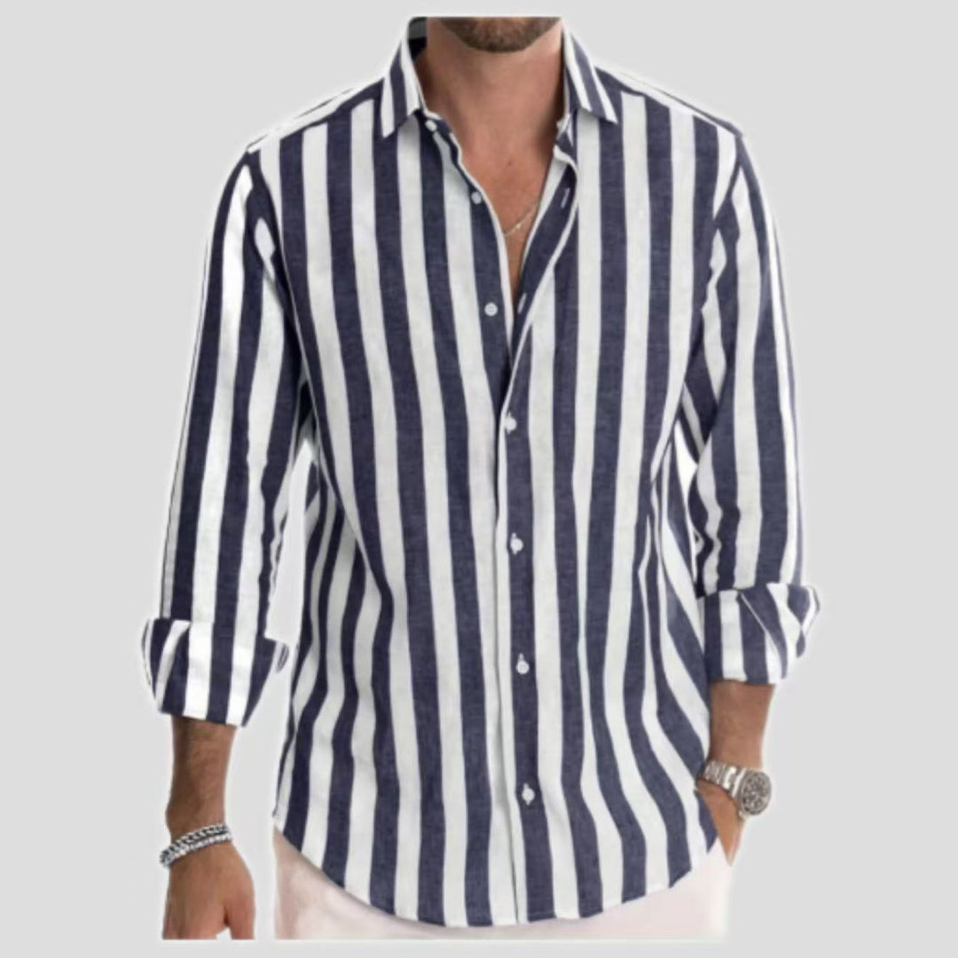Camicia Uomo in Cotone a Righe Manica Lunga Casual - Vesarelli
