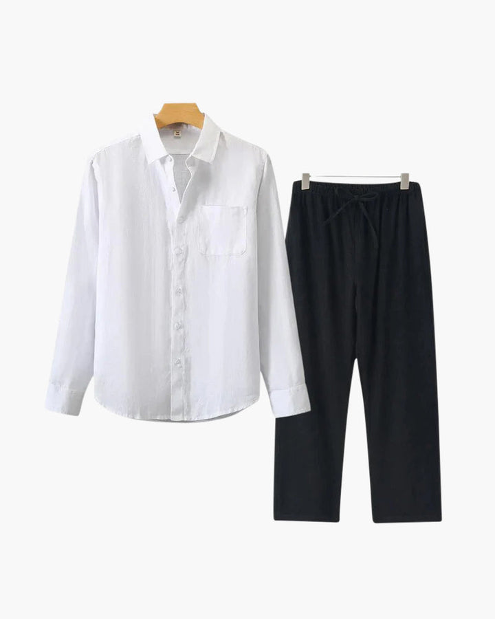 Set Coordinato Uomo in Lino Manica Lunga Comfort e Stile Pulito