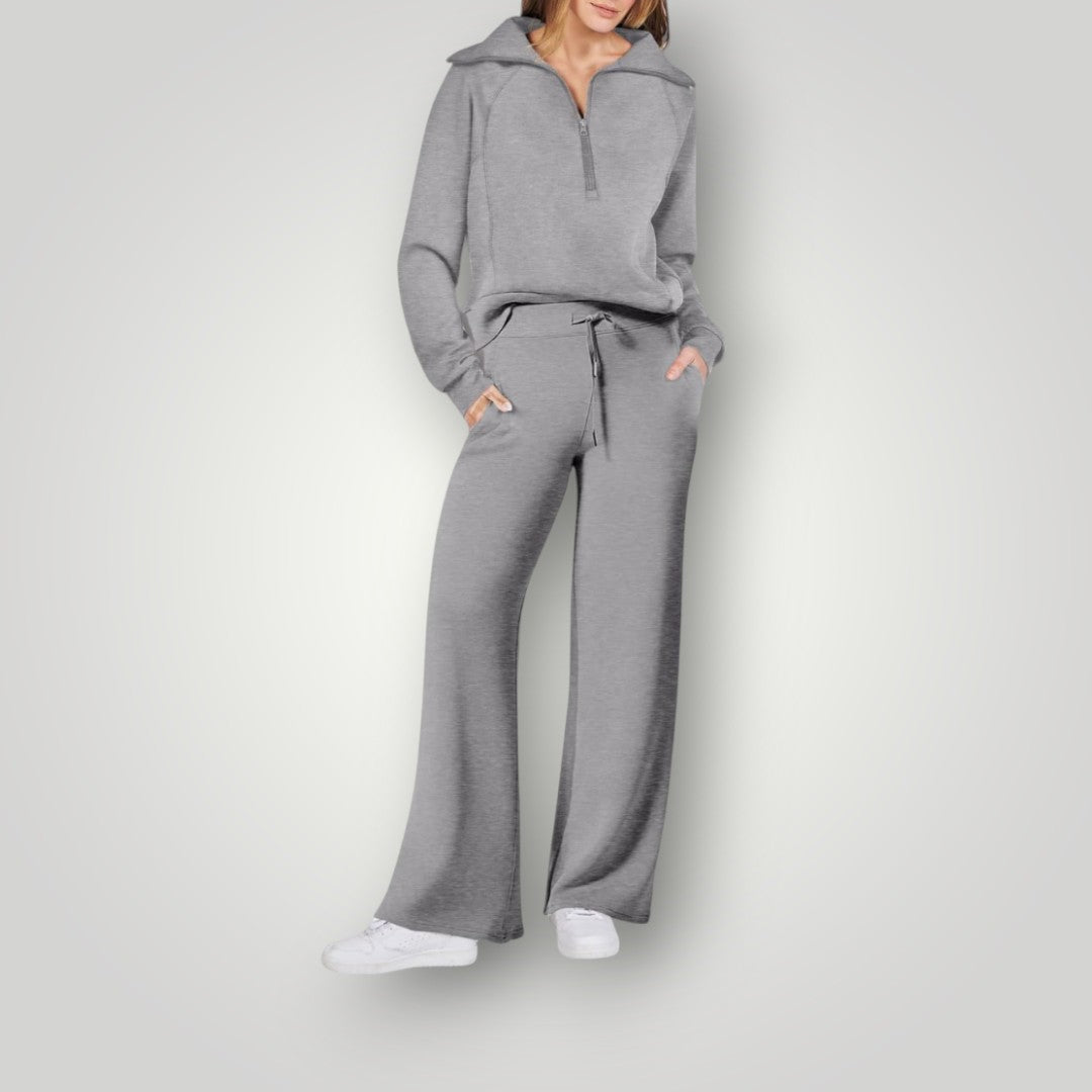 Completo Loungewear Donna Due Pezzi Tessuto Morbido Vestibilità Comoda