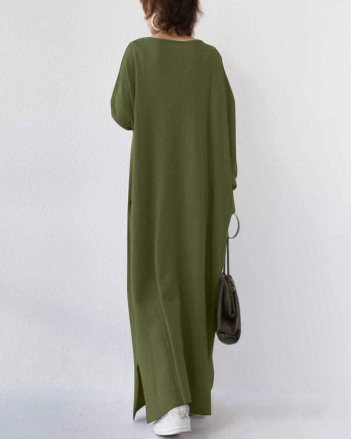Abito Lungo Donna Casual Maniche Lunghe Vestibilità Ampia