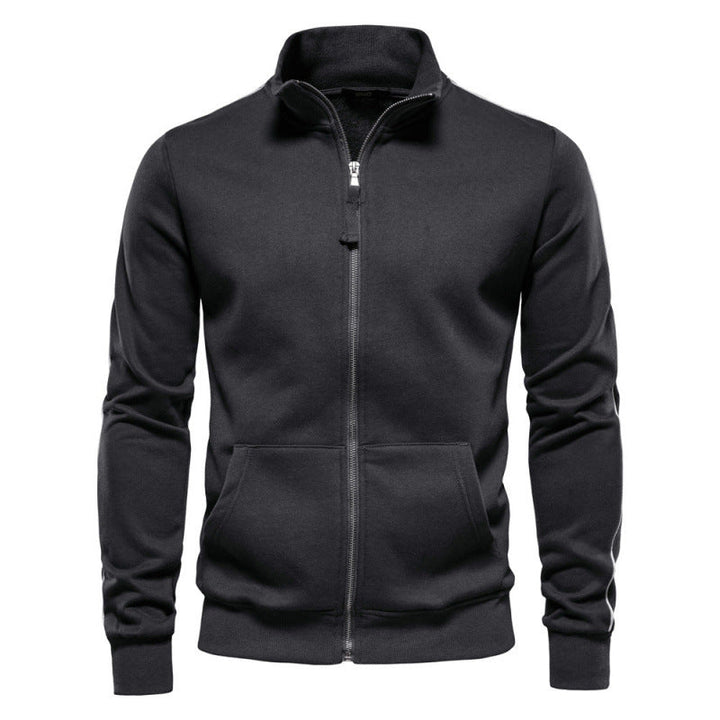 Felpa Uomo Casual Calda con Collo Alto Cerniera e Tasche