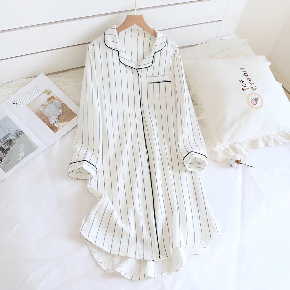 Pigiama Camicia Donna Maniche Lunghe Stile Classico