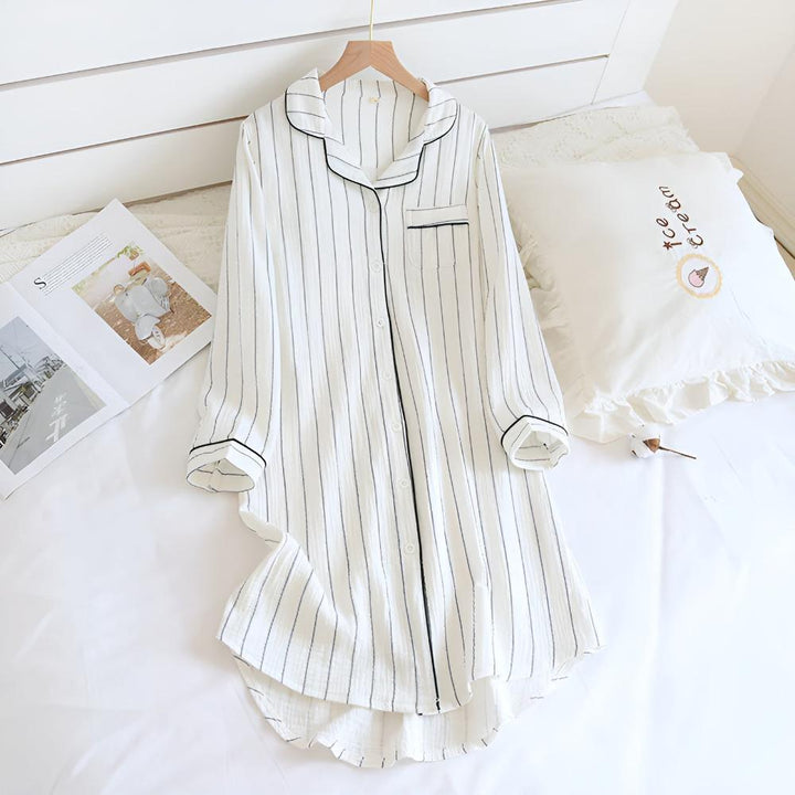 Pigiama Camicia Donna Maniche Lunghe Stile Classico