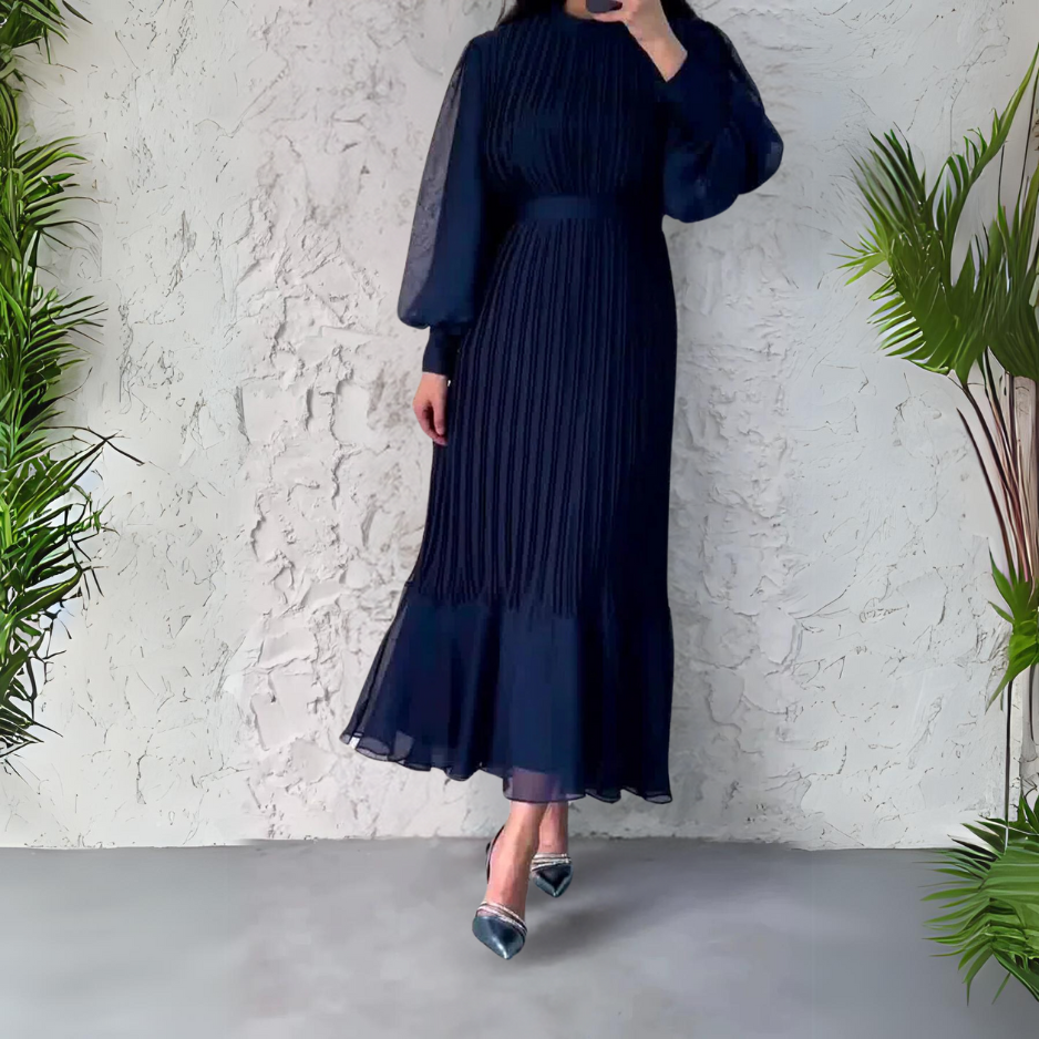Abito da Sera Donna Elegante a Pieghe Vestibilità Classica
