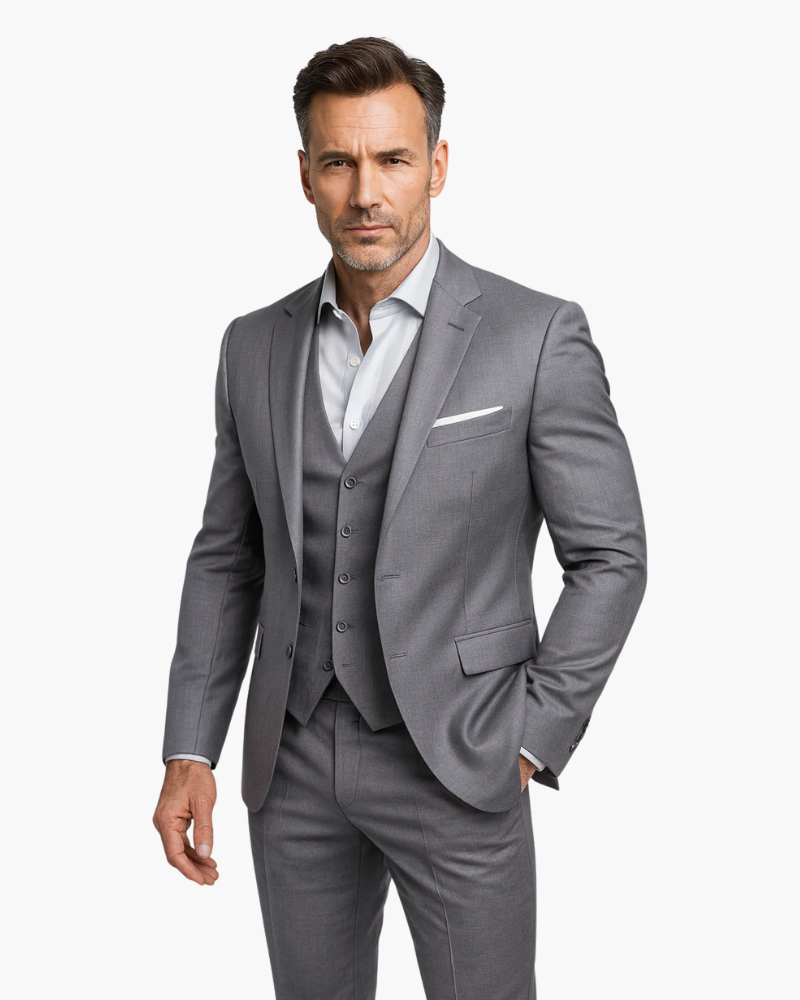 Completo Uomo Due Pezzi Tessuto Elegante Vestibilità Classica