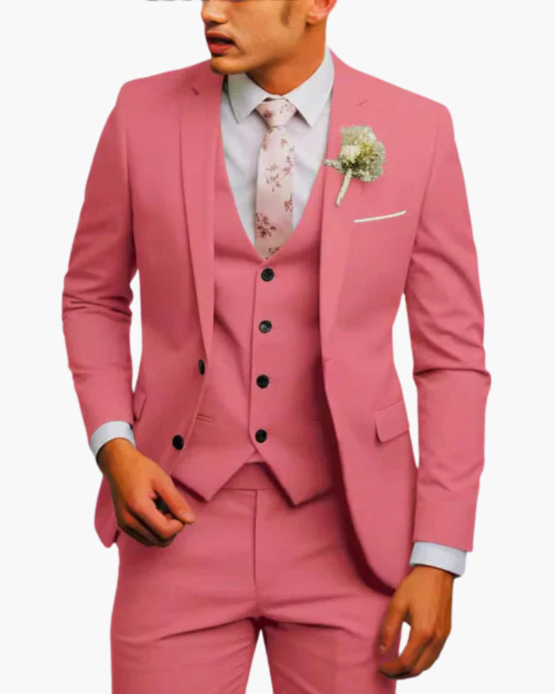 Completo Uomo Tre Pezzi Slim Fit Elegante Cerimonia
