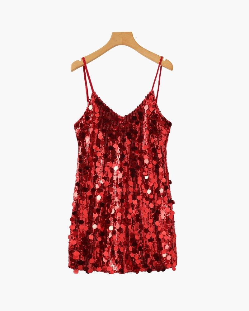 Abito Mini Donna in Paillettes Linea Slip Elegante