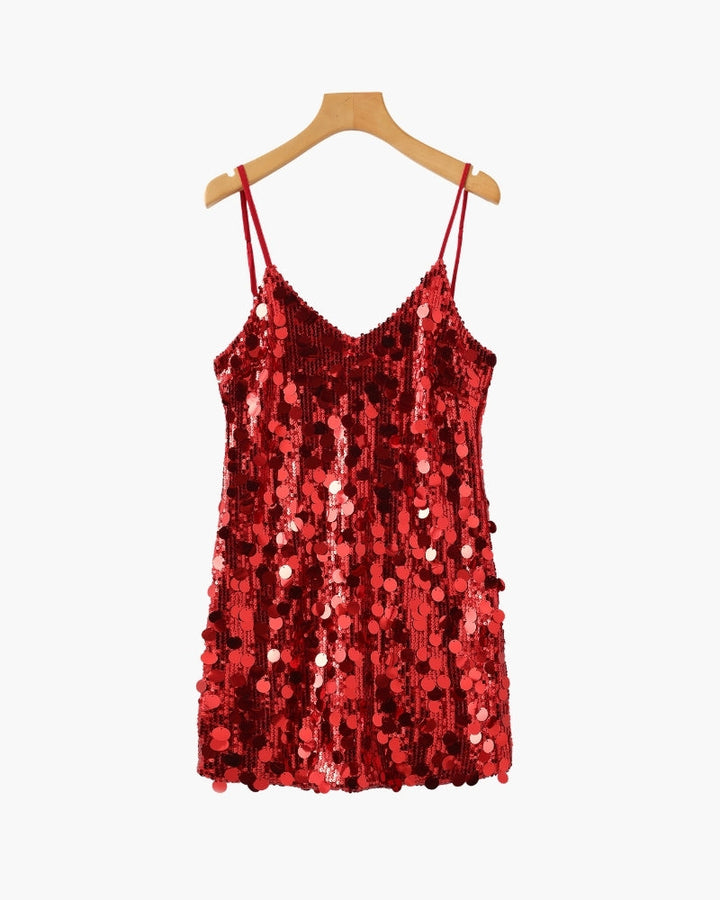 Abito Mini Donna in Paillettes Linea Slip Elegante