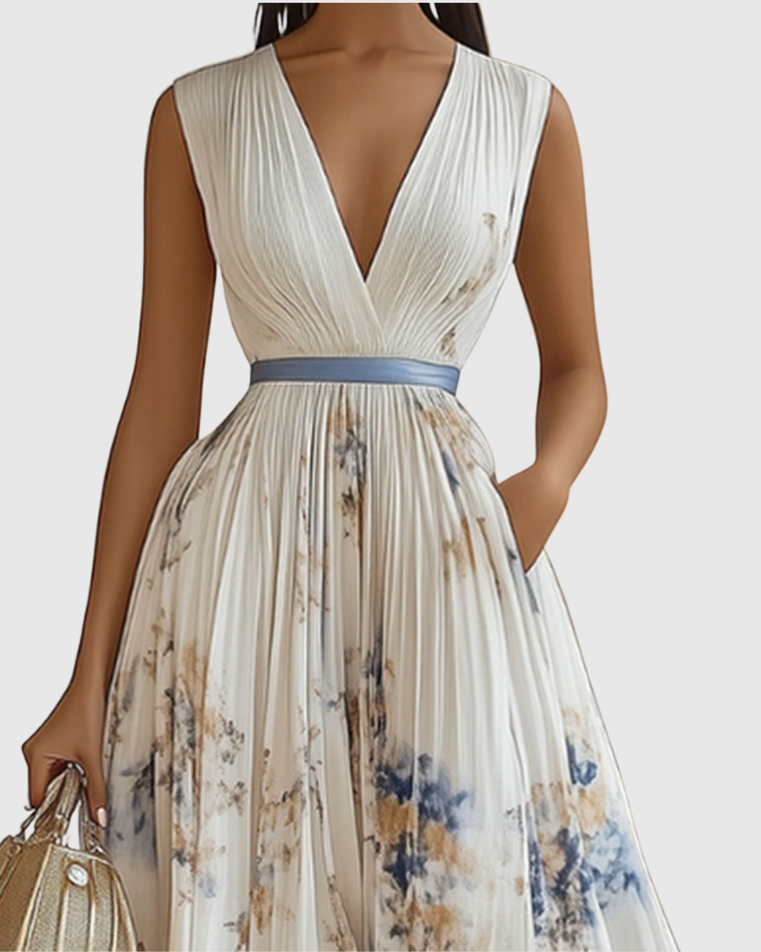 Abito Maxi Donna Plissettato Linea Allungante Movimento Fluido