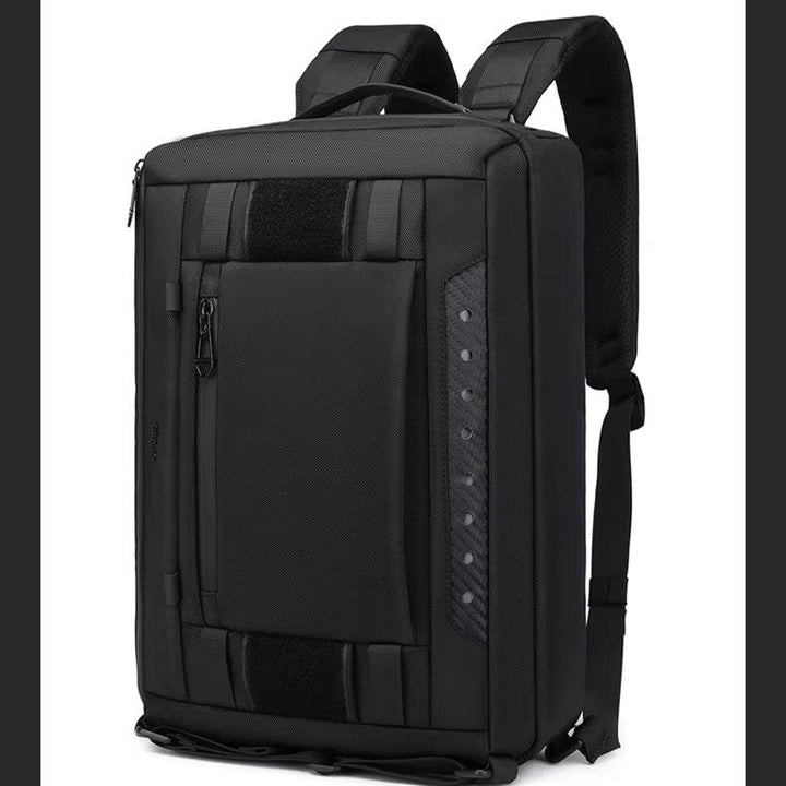 Zaino nero multifunzionale, design moderno e spazioso, ideale per laptop, viaggi e lavoro. Materiale resistente, spallacci imbottiti.