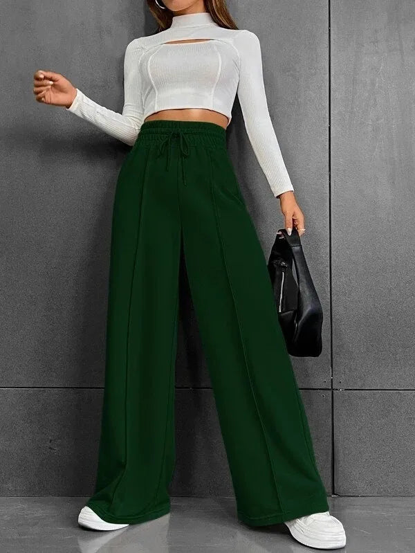 Pantaloni Donna Leggeri Vita Alta Vestibilità Comoda Ampia