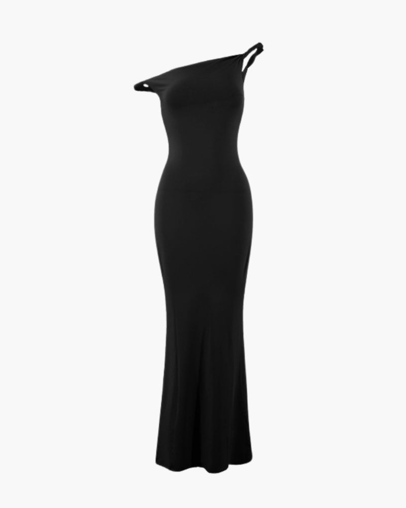 Abito Lungo Donna Aderente Linea Asimmetrica - Vesarelli