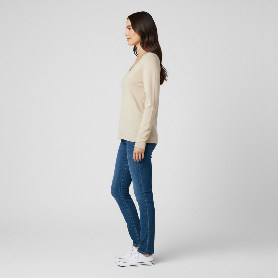 Donna Elegante Scollo a V Morbido