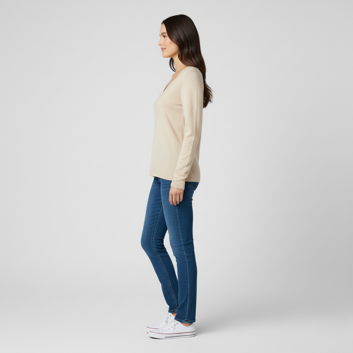 Donna Elegante Scollo a V Morbido