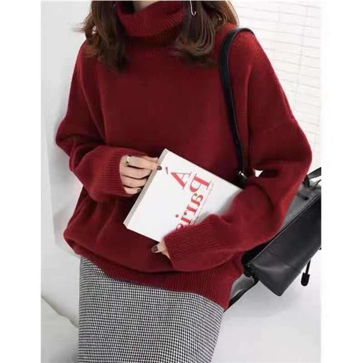 Maglione Donna Dolcevita Morbido Ampio Autunno Inverno