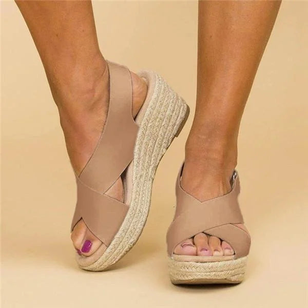 Sandali Donna Espadrillas Zeppa Tessuto Estivo
