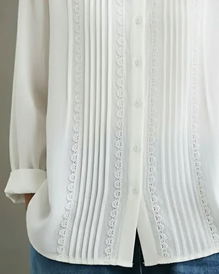 Camicia Donna Cotone Lino Leggera Estiva con Pizzo