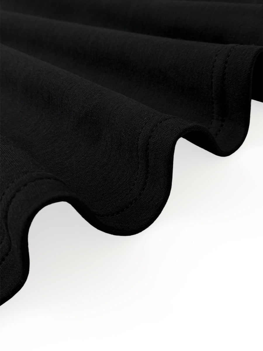 Abito Maxi Donna Maniche a Sbuffo Collo Alto Bottoni