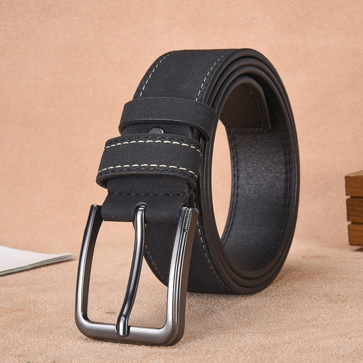 Cintura Uomo in Pelle Scamosciata Fibbia ad Ardiglione Stile Casual