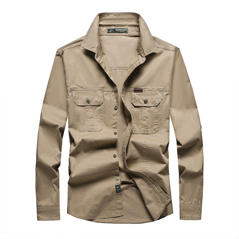 Camicia Cargo Uomo Maniche Lunghe Tessuto Resistente Vestibilità