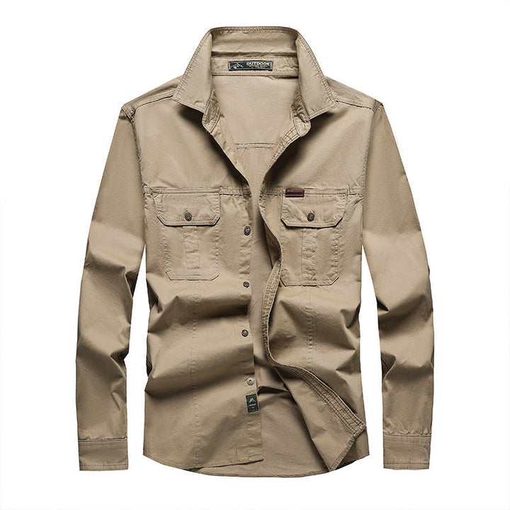 Camicia Cargo Uomo Maniche Lunghe Tessuto Resistente Vestibilità