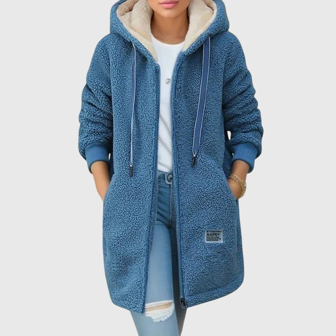 Giacca Donna in Pile con Cappuccio Morbida con Cerniera - Vesarelli