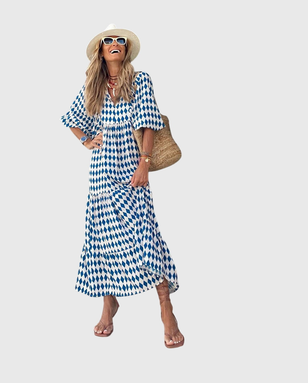 Abito Maxi Donna Linea Libera Stile Boho Romantico