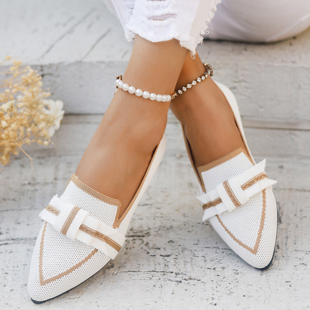 Ballerine Donna in Pelle con Fiocco Tacco Basso