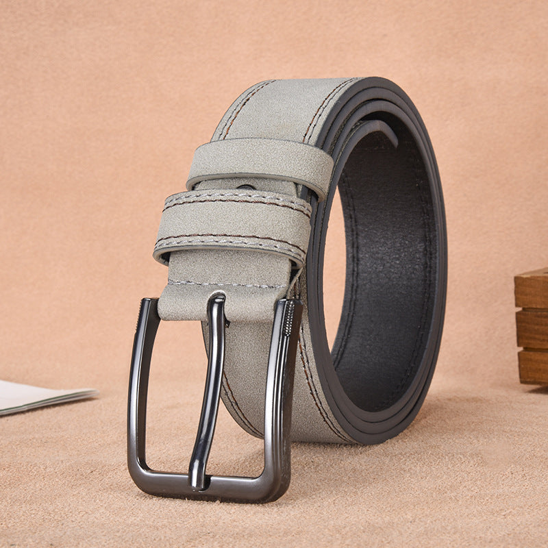 Cintura Uomo in Pelle Scamosciata Fibbia ad Ardiglione Stile Casual
